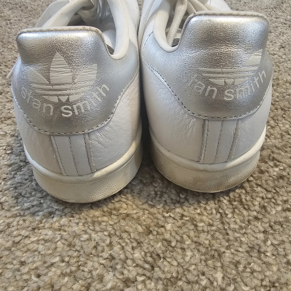 Adidas Stan Smith Silver and White Sneakers
